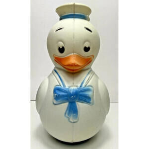 Vtg Roly Poly Duck Wobble Toy Chimes Regal Canada Nursery Easter Decor